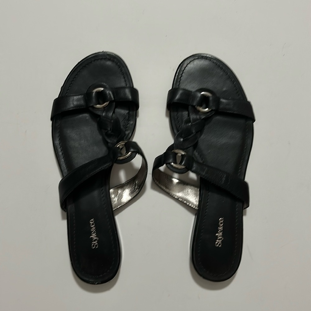 Style & Co.black sandals with silver hardware. Size 7.5. Mint condition.